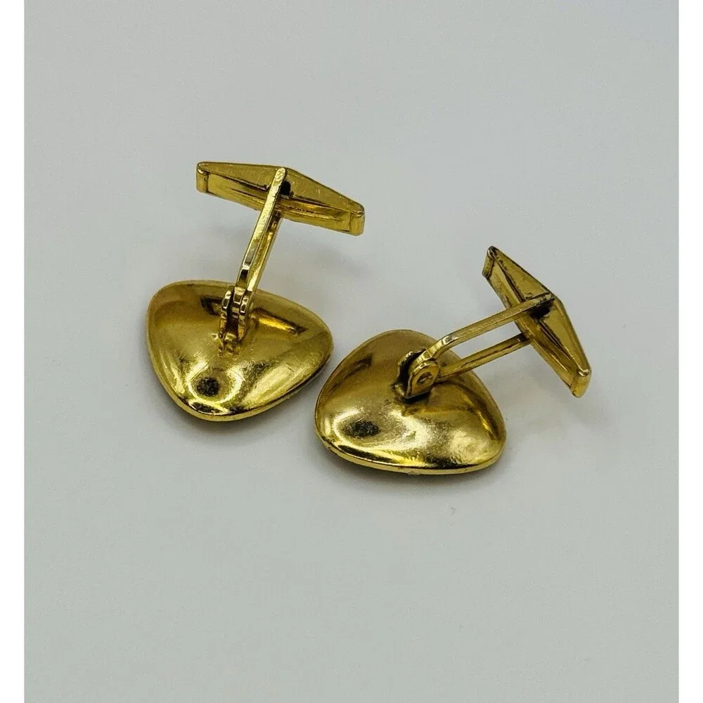 Vintage 1960s Gold Tone Black Enamel Heraldic Eagle Crest Cufflinks MCM Men’s